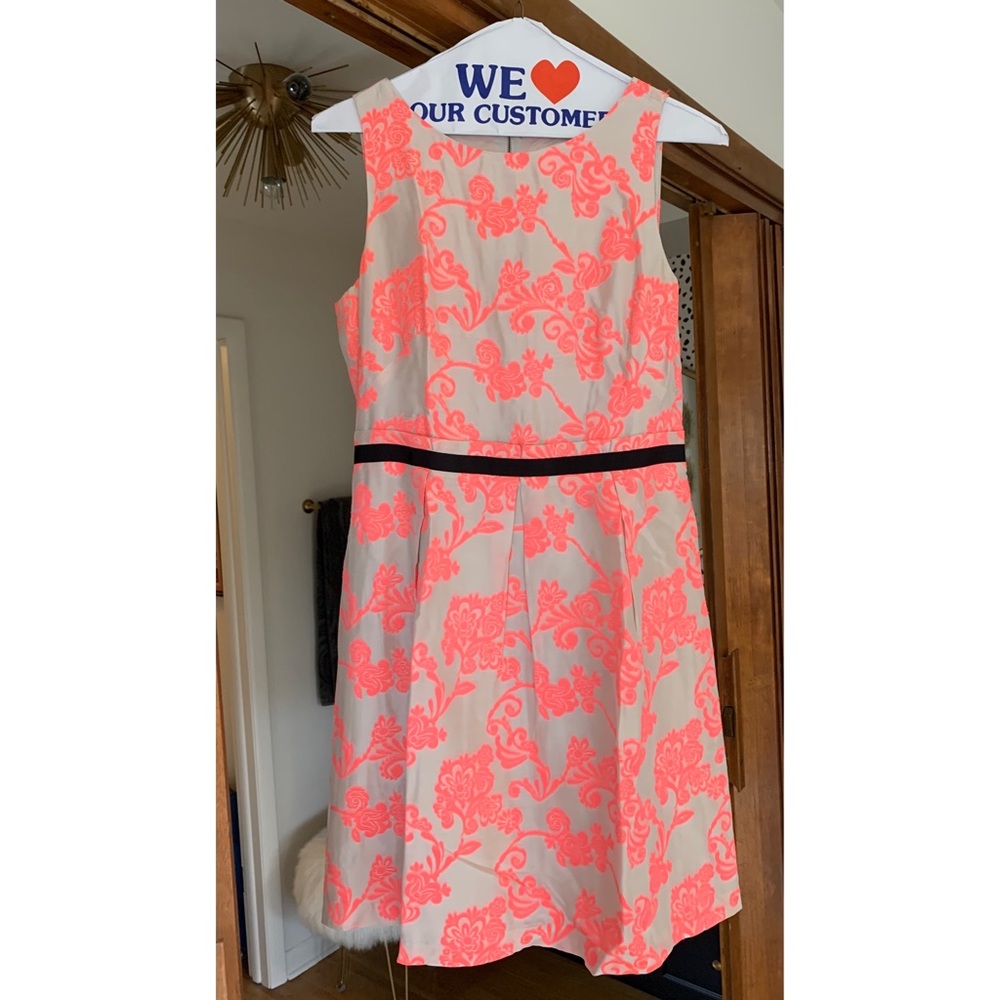 LOFT Spring Dress Pink and Gray Size 2